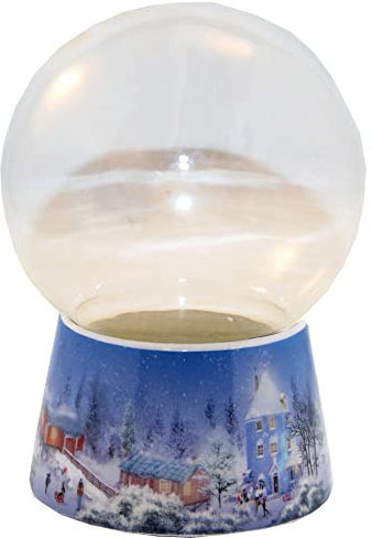 Bastelset DIY Schneekugel Do it Yourself mit Glaskugel und Porzellansockel Winterlandschaft hell Spieluhr möglich – 100mm Durchmesser - 72070
