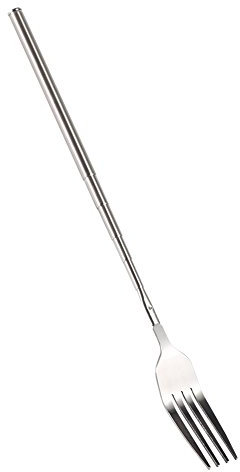 Tenedor Extensible, Tenedor Telescópico de Mango Largo para Cena de Barbacoa, Se Extiende hasta 25 Pulgadas, Cubiertos de Tenedor de Acero Inoxidable para Postres de Frutas