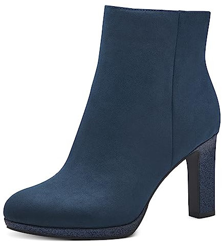 MARCO TOZZI Damen Stiefeletten mit Absatz Elegant mit Reißverschluss, Blau (Navy Comb), 39