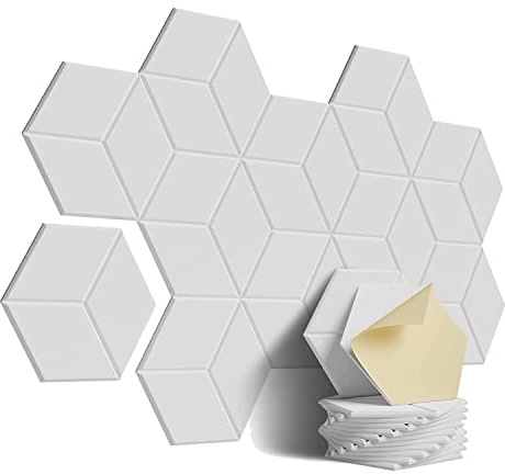 Josenidny 12 PACK Acoustic Foam,SelfAdhesive Sound Proof Panels,for Sound Insulation &Acoustic Treatment(White)