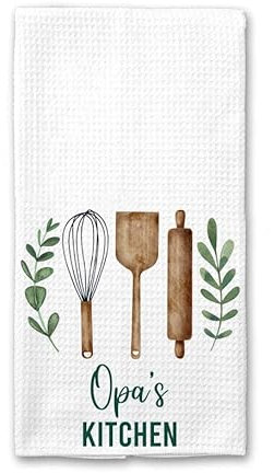DiandDesignGift Opa's Küchentuch – Geschirrtuch Küchendekoration – Opa's Kitchen Weich und Saugfähig Küchen-Geschirrtuch – Dekorationen Haushandtuch – Küchen-Geschirrtuch Opa's Geburtstagsgeschenk