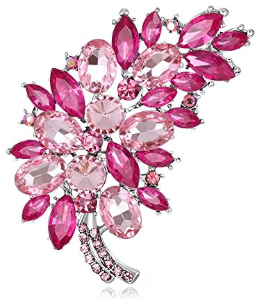 Oenothera Femmes Robe Plumes Broche, Broche Forme Fleur, Broche Accessoire, pour La Vie Quotidienne, Les Vacances, Les Mariages, Les Rendez Vous (Rose)