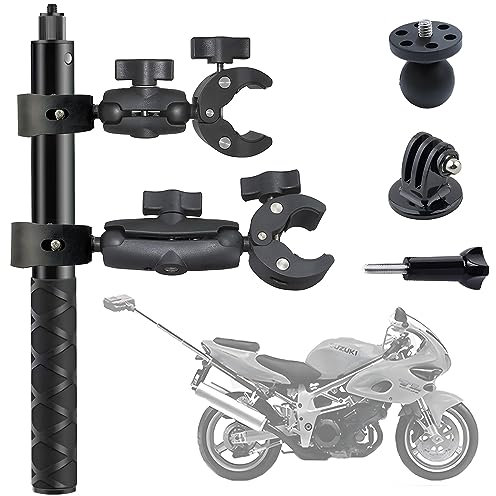 Higatful Motorcycle Bike Handlebar Clamp Mount with 47 Invisible Selfie Stick compatible for Insta360 ONE X3 X2 X RS R Go 2 3 Action Camera