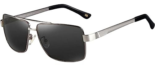 Gyios Sonnenbrille Herren Uv400 Fahren Sonnenbrillen Polarisierte Männer Quadratische Metall -Anti -strahl -reflexionsschatten Für Männliche-polarisierte Gun,a