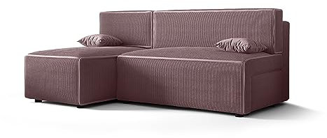 ALTDECOR Ecksofa mit Schlaffunktion und Bettkasten Corner Sofa Bett Eckcouch Couch L-Form Schlafcouch Ausziehbar Wohnlandschaft Schlafsofa Cauchsofa - Mir - 200x140x90cm Lila
