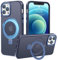 PuyaTeya Magnetic Stand for iPhone 12/12 pro Case, Compatible with Mag-Safe, Military Drop Protection, Anti-scratch/fingerprint Translucent Matte iPhone 12/12 pro Phone Case(Dark Blue)