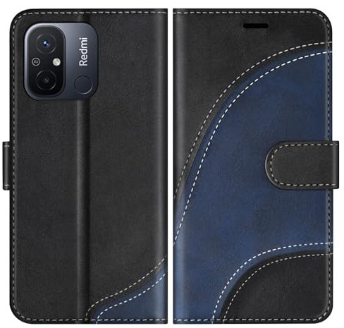 BoxTii Coque pour Xiaomi Redmi 12C / Xiaomi Redmi 11A 4G, Portefeuille Etui en Cuir PU, Magnétique Protection Housse Coque pour Xiaomi Redmi 12C / Xiaomi Redmi 11A 4G, Noir