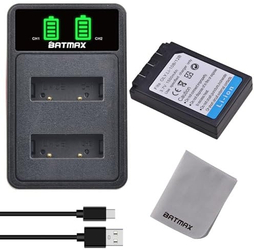 Batmax LI-10B LI-12B Battery Replacement and Battery Charger for Olympus C-770 C-765 Ultra Zoom C-760 C-50 Zoom C-60 C-70 C-5000 C-7000 FE-200 Stylus 300 600 800 810