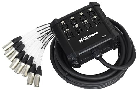 Melltimbro Speakers Low Profile XLR Send Circuit Board Snake Cable, XLR Splitter Cable, Small Footprint XLR Box Snake for Live, Recording, Stage, Studio, 8 Channel 25 Feet Long