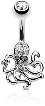 Pain-is-Art Bauchnabelpiercing OCTOPUS aus 316L Chirurgenstahl - Farbwahl - Navel Piercing