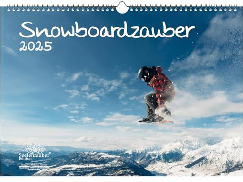 Snowboard DIN A3 Kalender für 2025 Berge und Snowboard - Seelenzauber