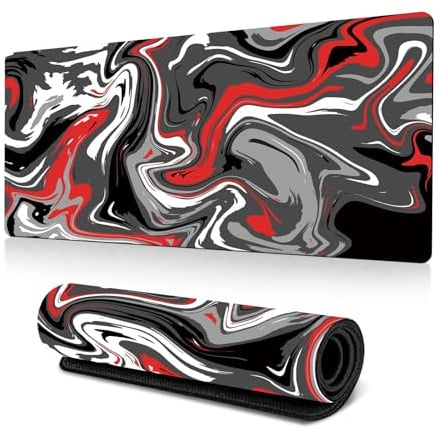 Tech Stor3 Tappetino mouse XL fantasy red Gaming Mouse pad, 60 x 30 cm,con base antiscivolo in gomma,aderente e liscio,adatta ad ogni mouse, tastiera e laptop (FANTASIA ROSSO, 60x30)