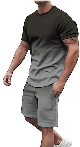Sommer Outfit Herren Kurzarm Stretch Sportanzug Bequeme Atmungsaktiv Trainingsanzug Passform Workout Running Outfit Komfortables Sport Set Stretch Freizeitanzug angebot des tages blitzangebot