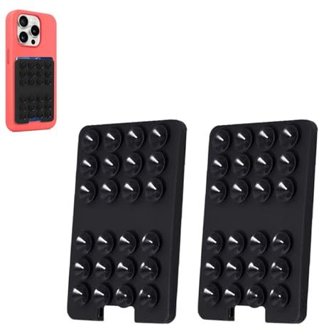 Vilbocr Silicone Suction Cup Phone Holder, 2-in-1 Card Holder, Non-Slip, Compatible with Smartphones, Black