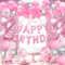 Geburtstagsdeko Rosa - Geburtstag Party Deko, Premium Happy Birthday Girlande Luftballons Vorhänge, Kindergeburtstag Jungen Mädchen, Geburtstagsdeko Männer Frauen
