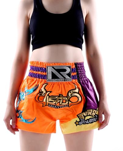 ARIASS Short MMA, Muay Thai, Arts Martiaux, Combat en Cage, BJJ, Boxe, Short de Combat Grappling pour Hommes Femmes Enfants(Orange,S)