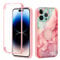 Yoedge Kickstand Phone Case for iPhone 13 Pro 6.1,360°Rotatable Magnetic Ring Holder Cases,Full Body Shockproof Silicone Cover with Built-in Screen Protector,Pink Marble Pattern for iPhone 13 Pro