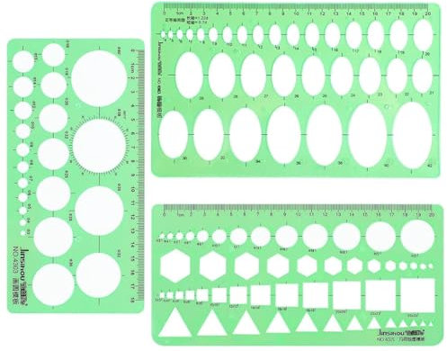 NJCXOLA 3 Stück Kreis Schablone Vorlage, Kreis Schablone Mit 36 Kreisen und 7 Kreisen, Kreis Lineal Zum Malen Für Zeichenhilfen, Quilling Schablone