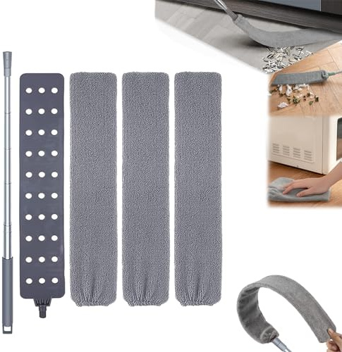 Eevhrqw Arcticlean Teleskop Staubwedel,ausziehbares Staubreinigungsgerät Für Schmale Zwischenräume Articlean,mit Edelstahl Teleskop Stange Und 3 Abwaschbaren Tüchern Für Unter Sofa Schränke Bett
