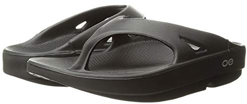 OOFOS OOriginal Unisex Sandals - Lightweight Recovery Footwear, Reduces Stress on Feet, Joints & Back, Machine Washable, Jet Black, 14 Women/12 Men