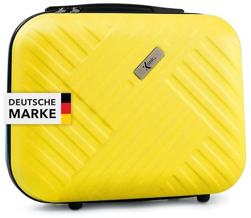 Xonic® Design Kosmetikkoffer aus ABS Hartschale – Robustes Beautycase als Handgepäck - Kosmetiktasche für Reisen – leicht & stabil (Neon Gelb)