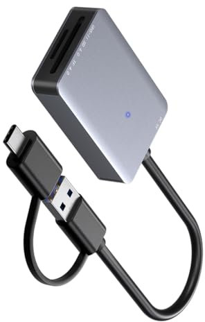 Dawutocap Portable USB3.0 & Type C Memory Card Reader Supports Fast Speed UHS For Phones Laptops & Tablets