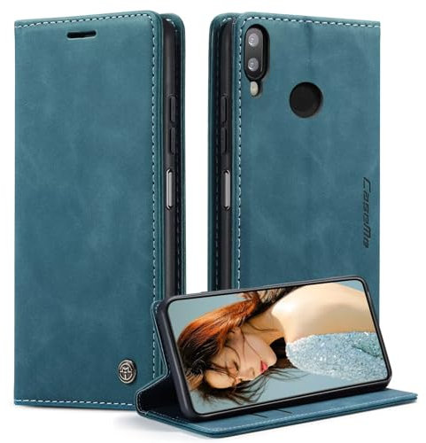 xinyunew Cover per Huawei P smart 2018/Enjoy Y7S,Flip Caso in PU Pelle Premium Portafoglio Custodia,Kickstand,Slot per Schede,Chiusura Magnetica per Huawei P smart 2018/Enjoy Y7S,Blu