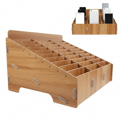DOITOOL Handy-Aufbewahrungsbox 30 Fächer - Holz Handygarage für Klassen | Handy-Sammelbehälter für Klassenzimmer & Büro, Stabiler Organizer aus Holz mit 30 Fächern für Konferenzen sowie Prüfungen