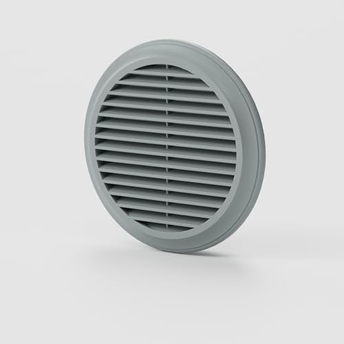 5 Grey Round Wall Vent Cover – Fixed Blade Exterior Air Vent Grille – Weatherproof Soffit Outlet for HVAC, Extractor Fans, Dryer Vents, Bathroom or Kitchen Ventilation Systems 125mm