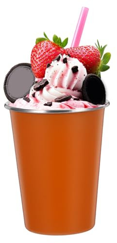 ABOOFAN Tasse En Acier Inoxydable Tasses De Café Gobelets Gobelet En Métal Gobelets En Métal Pour Boire Coupes Portables Pour Voyager Gobelet Orange Acier Inoxydable Réutilisable