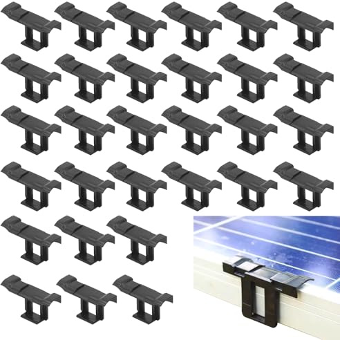 Orizizhic 30 Stück Solarpanel Wasserablauf Clips, 30 mm Entwässerung Clips, PV Modul Reinigung Klammer Zur Ableitung Von Regenwasserschlamm, Solar Zubehör, Dauerhaft, Schwarz