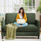Sofa 2 Sitzer Klein, 130cm Cord Mini Couch Klein, Gemütliches kleines Sofa für Jugendzimmer, Werkzeugfreies Aufstellen von Minisofa, 2er Sofas und Couchs aus Vollholz, Kleine Sofas Wohnzimmer, Grün