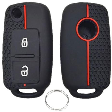 Chaexii Schlüsselhülle für Volkswagen Silikon,Autoschlüssel Hülle Passt | für VW Bora Golf 4/5/6 MK4 Polo T5 Sharan Touran Passat Skoda Schlüssel Gehäuse,Schutz Schlüsselcover
