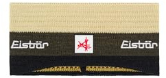 Eisbär Vin Active Unisex Winter-Stirnband, Merino/Acryl-Strick, MicroModal-Futter, Retro-Streifen, geschwungene Ohrpassform, Schwarz-Outdoor-Grün-Hellbeige Acon