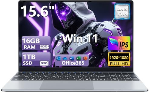 PC Portatile 15,6 Pollici con Processore Core i5 7Y54, 16GB RAM 1TB SSD, Notebook Win11 Schermo FHD 1920x1080, Laptop Computer Portatile con Tastiera Numerica Retroilluminata, WiFi5 USB3.0 Mini-HDMI