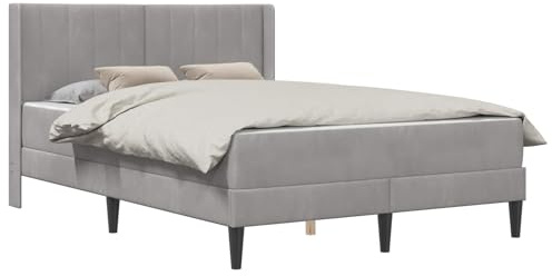 vidaXL Bettrahmen mit Matratze Hellgrau 120 x 200 cm Samt, Modernes Schlafzimmermöbel, Rechteckiges Bettgestell, Moderner Samt, Komfortable plüschige Matratze, Elegantes Design, Minimalistischer Stil