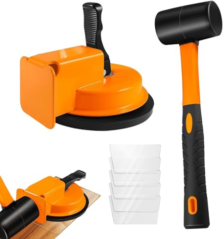 Floor Fixer Tool, Profis Bodenlücken Fixierer Set Für Laminat & Vinyl, Laminate Flooring Tools Mit Verstärktem Vakuum-Saugkopf Gummihammer & 5 Ersatz-Klebepads, Für Parkett, Holz- & Fliesenböden