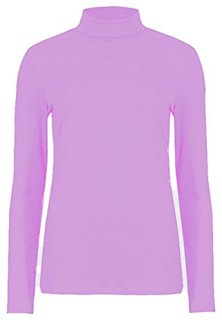 Women Long Sleeve Polo Neck Top Plain Lilac