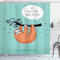 ABAKUHAUS Faultier Duschvorhang, Flirty Sloth Cartoon, Stoffliches Gewebe Badezimmerdekorationsset mit Haken, 175 x 200 cm, Orange Meeresschaum