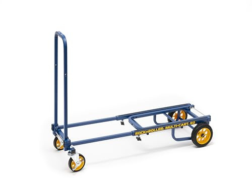 Rock-N-Roller R2RT-BL (Micro) 8-in-1 Folding Multi-Cart/Hand Truck/Dolly/Platform Cart/26 to 39 Telescoping Frame/350 lbs. Load Capacity, Blue