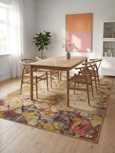 benuta Nest Vintage Teppich Casa - Beige/Mehrfarbig 120x170 cm - Teppich für Wohnzimmer, Schlafzimmer und Flur - Pflegeleicht - Fußbodenheizung Geeignet