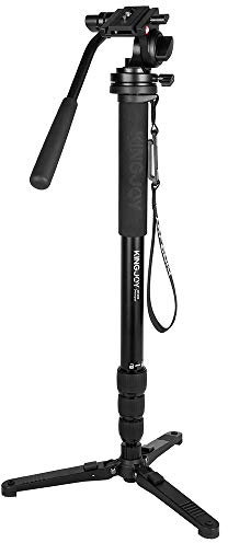Kingjoy MP4008 Monopod Kit mit KH-6750 Video-Neiger und Standspinne – Einbein-Stativ aus Aluminium. Max. Höhe 166,5cm / 30kg Traglast / 1kg Eigengewicht