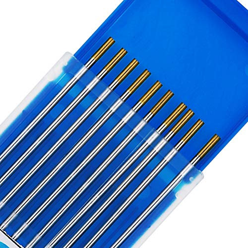 TEN-HIGH Soudage TIG Électrodes en tungstène, 1,5% de Lanthane, WL15 (Or), 1,6 mm x 150 mm de 10 pièces par paquet