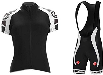 UGLY FROG Fahrradbekleidung Set,Damen Atmungsaktiv Schnell Kurzarm Radfahren Jersey Set Kurzarmtrikot mit 3D Sitzpolster