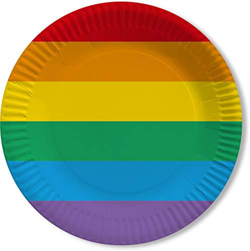 DH-Konzept 10 Teller * REGENBOGEN FARBEN * für Party und Geburtstag | Mottoparty Kindergeburtstag Pappteller Partyteller Pride Gay LGBT