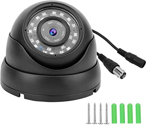 Qiilu Cctv Dome Camera, Camera, 12V 1080p CCTV Dome Camera AHD Camera Surveillance NTSC System for Bus Boat Car Black White (Black)