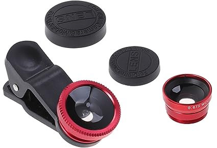 iplusmile Phone Camera Lens Super Wide Angle Macro Fisheye Clip Lens Red Professional High Definition Easy Installation Design