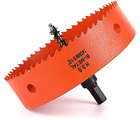 Dribotway Scie cloche bimétallique 5/1/2''(140mm), fraiseuse trépan en acier rapide HSS, avec 1 tige et 1 perceuse, pour matériaux de cloison sèche, bois, plastiques et métaux