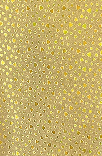 Syntego Glitzer-Papier, A4, selbstklebend, goldfarben, fusselfrei, 80 g/m², mit holografischen Folienherzen, 10 Blatt