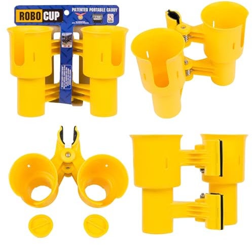ROBOCUP, (Yellow), Best Drink Holder for Drinks, Fishing Rod/Pole, Boat, Beach Chair, Golf Cart, Wheelchair, Walker, Drum Sticks, Microphone Stand